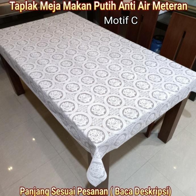 READY STOCK TAPLAK MEJA MAKAN PUTIH POLOS PLASTIK ANTI AIR METERAN PER 1/2 METER