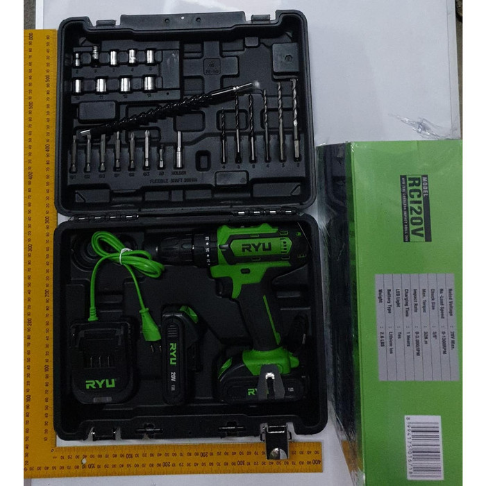 Ryu 20V Koper Rci20V Cordless Impact Drill Mesin Bor Baterai Tembok