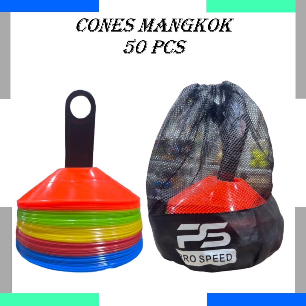 CONE MANGKUK PRO SPEED ALAT OLAHRAGA LATIHAN MANGKOK CONES MARKER SPORTISI 50 BONUS TAS JARING