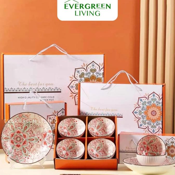 

EVERGREEN Hampers Gift Set Souvenir Mangkuk Piring Keramik Parsel DEL