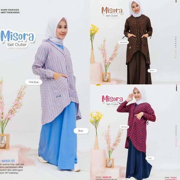 Baju anak perempuan hooflakids misora set outer  setelan remaja kekinian usia 5 sampai 14 tahun gami