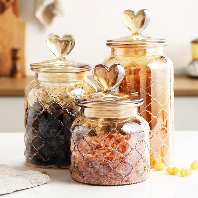 

Toples Kaca Aatetik Kedap Udara 1 Set 3Pcs / Toples Kue Lebaran / Love Candy Jar Original Dan Terpercaya