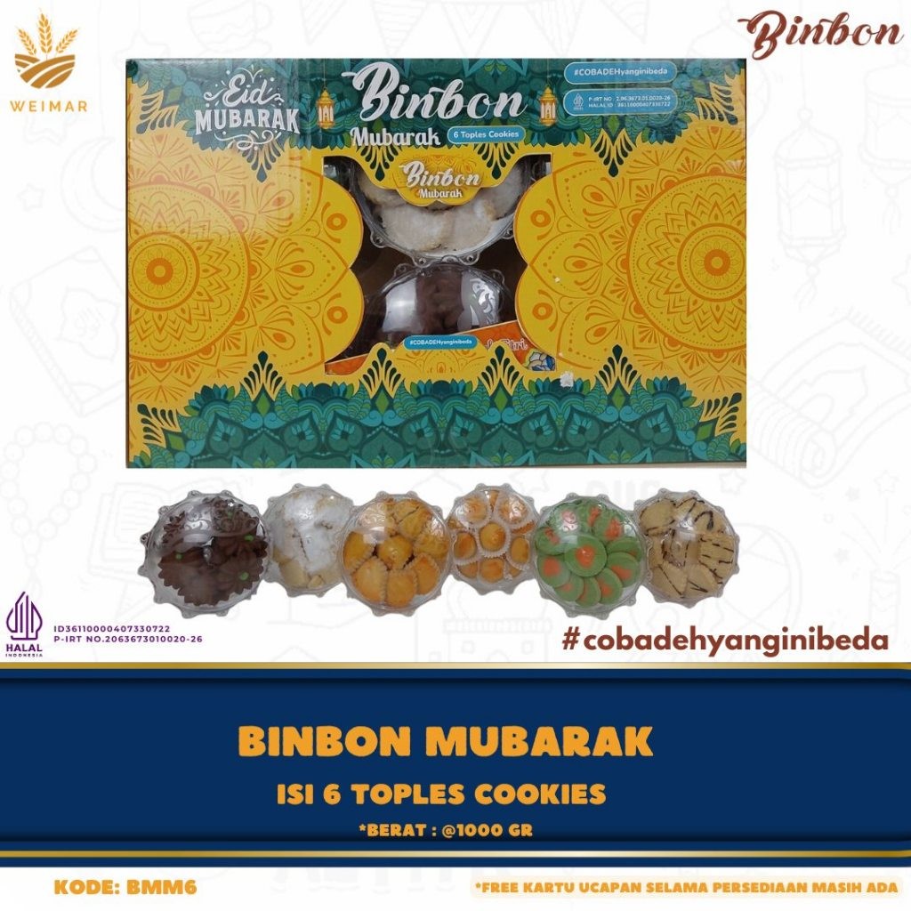 

NEW PRODUCT Binbon Mubarak - Isi 6 Toples Hampers Lebaran Kue Kering
