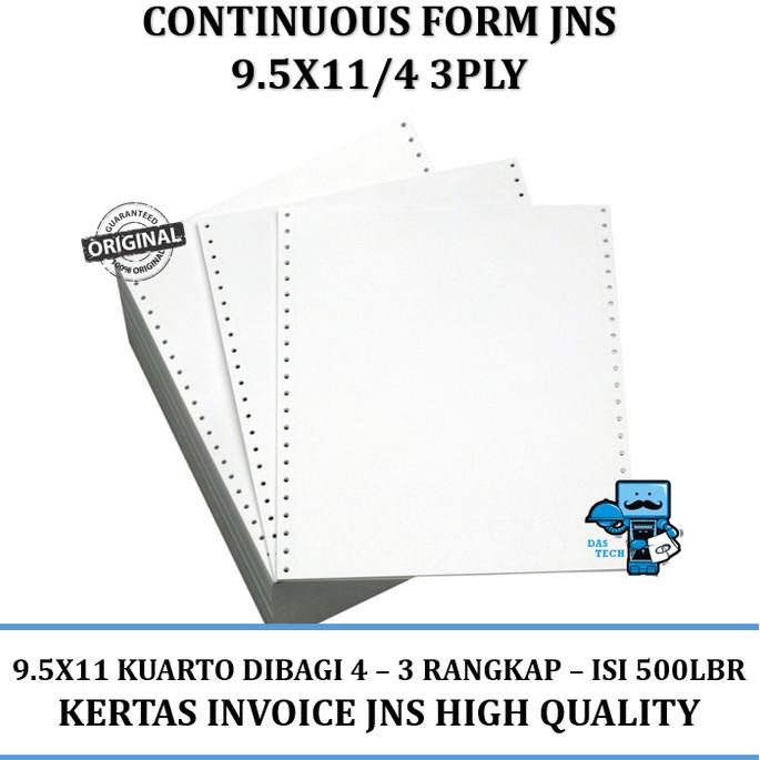

Continuous Form JNS 9.5 X 11/4 3PLY NCR (Kertas Komputer)