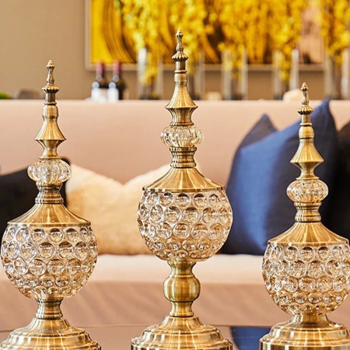 Toples Mahkota Kristal Glamour Gaya Retro Pajangan Dekorasi