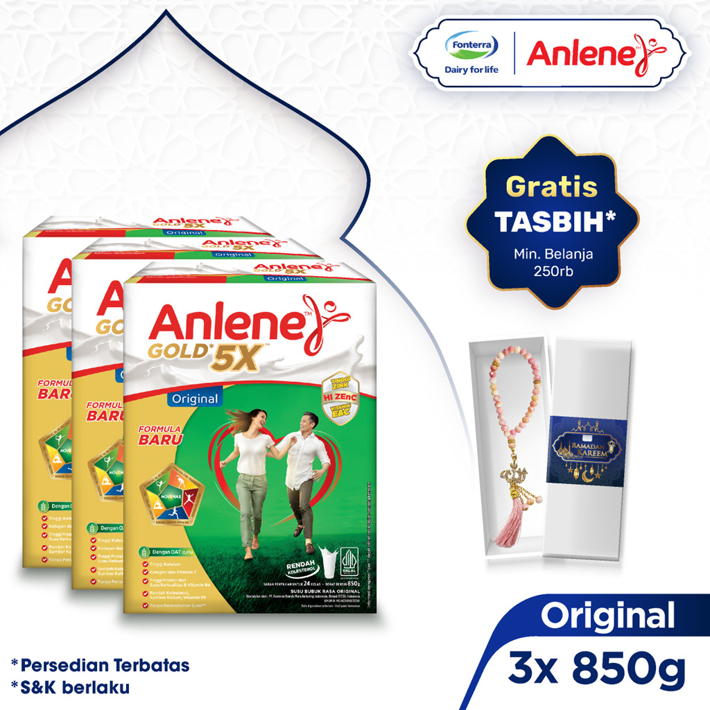 

Anlene Gold 5X Susu Bubuk Dewasa Original 3 x 850g - Nutrisi Tinggi Kalsium Untuk Tulang, Sendi, dan Otot