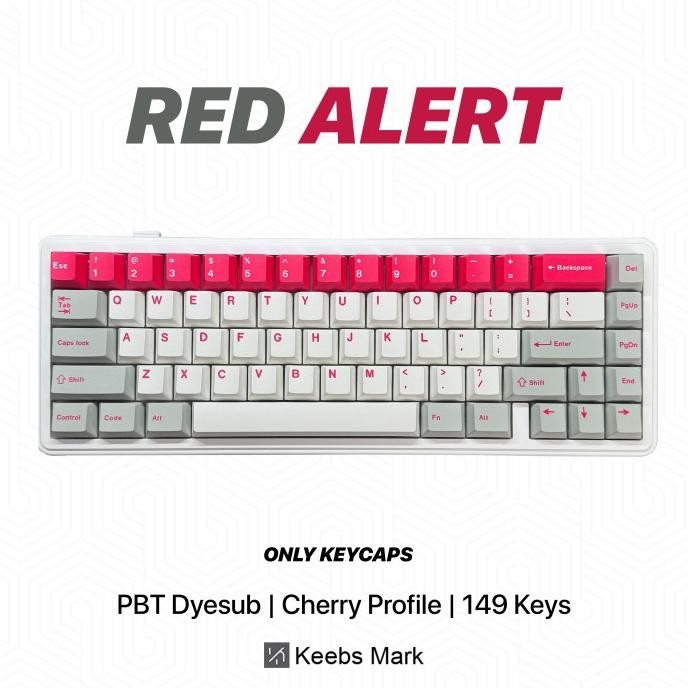 Tersedia Red Alert Keycaps PBT Dyesub 149 Keys Cherry Profile Keycaps