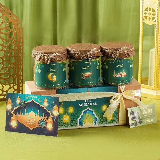 

BIG SALE Hampers Lebaran Idul Fitri / Parcel Lebaran (Ramadhan) / Eid Hampers - Cookies 3 Jar +