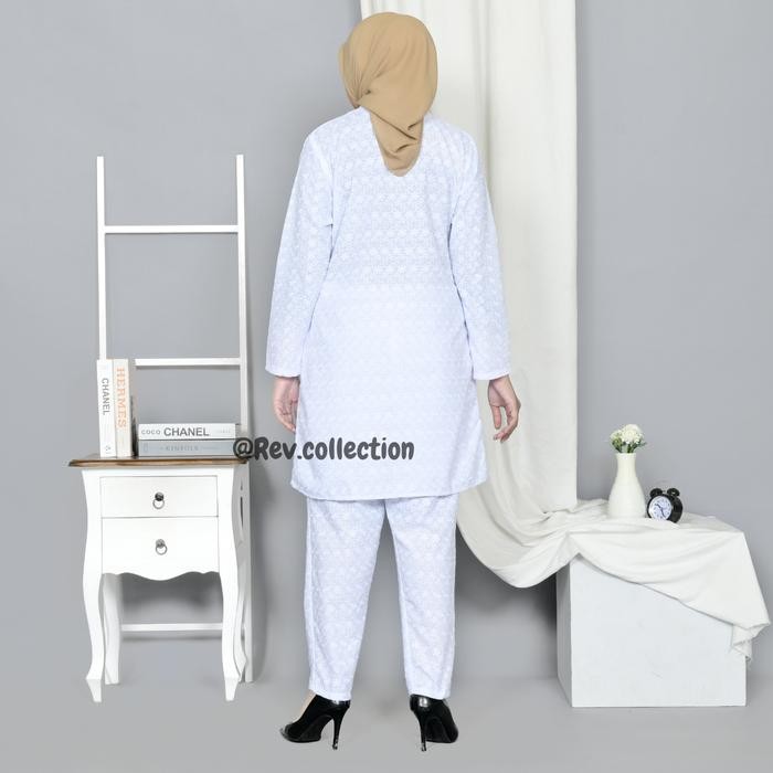 SETELAN ATASAN DAN CELANA TUNIK BAJU IHROM WANITA PERLENGKAPAN HAJI DAN UMROH DEWASA MUSLIM BAWAHAN