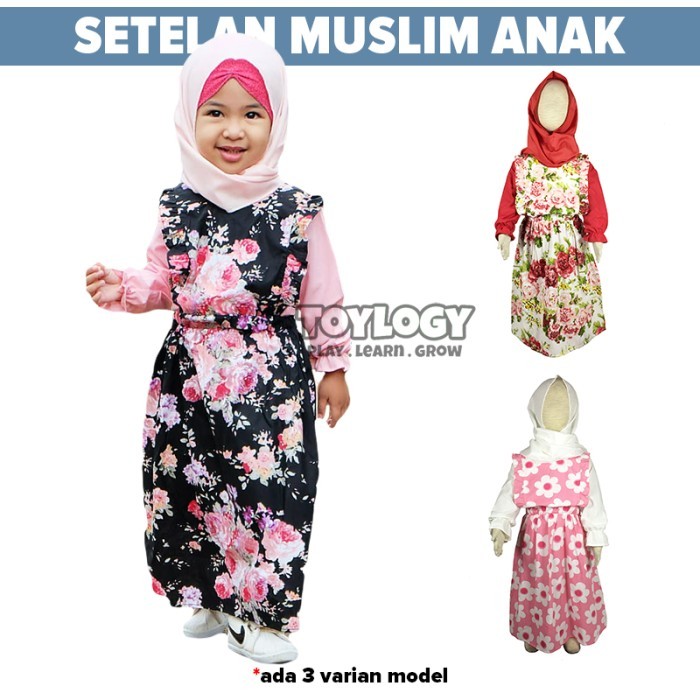 IH462 Gamis Anak Muslim Baju Atasan Lengan Panjang Dress Rok Kodok Pashmina PROMO SPECIAL