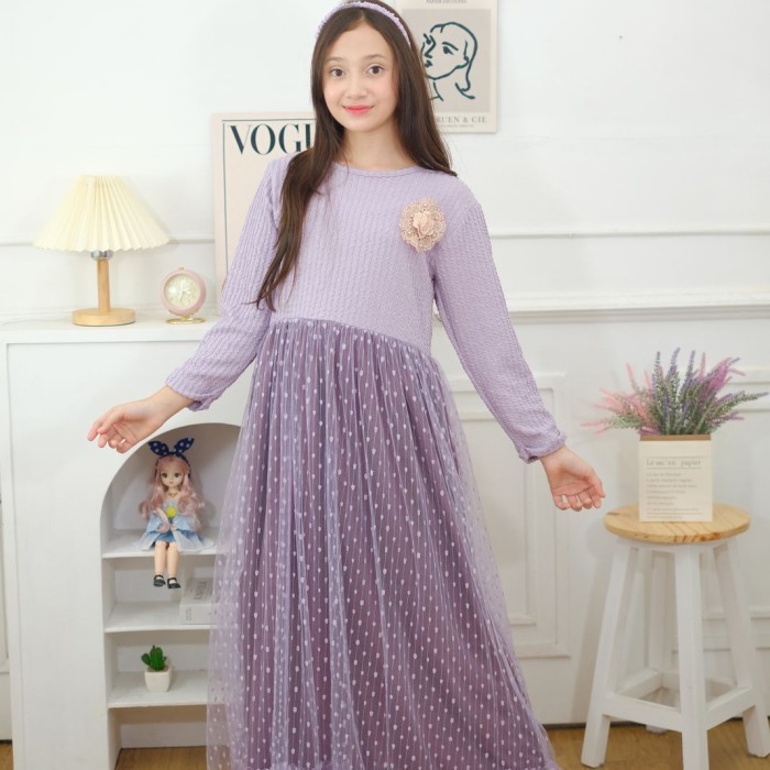 EJ951 Zharina Long Dress Anak Perempuan Gamis Anak Cewek Premium Minekids DISKON