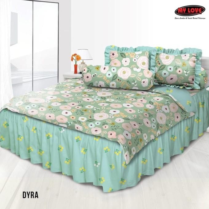 Grosir Satu Set Bed Cover My Love Rumbai King 180X200, Bedcover Motif Sayuri