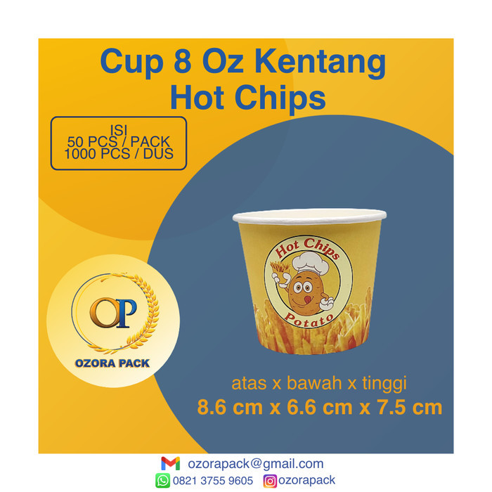 

GRATIS ONGKIR Paper Cup Kentang 8 Oz Hot Chips / Gelas Kertas Kentang Food Grade