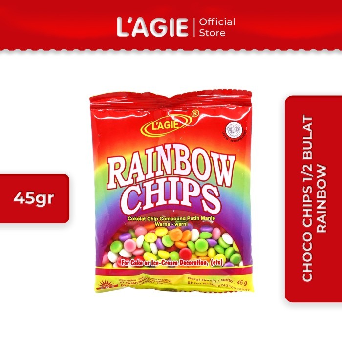 

DISKON Lagie Coklat Choco Chips 1/2 Bulat Rainbow 45gr