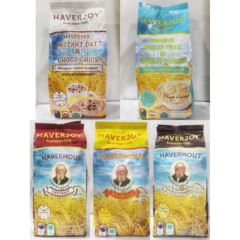 

HEMAT HAVERJOY OATMEAL 1KG/INSTANT/ROLLED OAT/QUICK COOKING/CHOCO CHIPS OATS