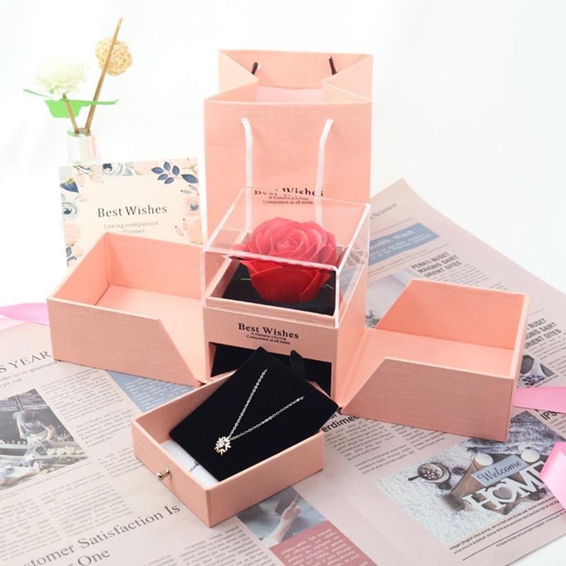 

PROMO Eternal Rose Gift Box / Kotak Perhiasan Kado Kalung Cincin Lamaran Mawar /Gift Box Mawar Visual Experience gs-56