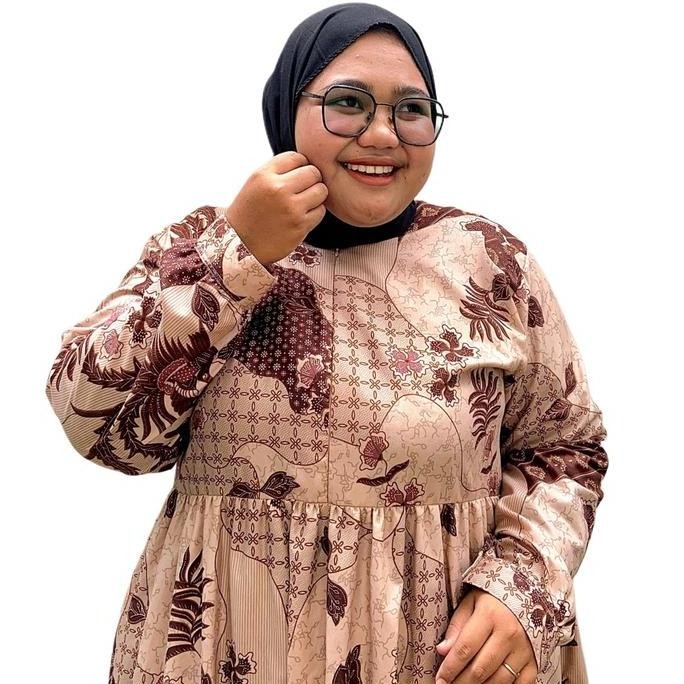 Zeba | Savitri Dress & Kemeja Batik Jumbo LD 120 - 150 Gamis Baju Batik Wanita Lengan Panjang Kopel 