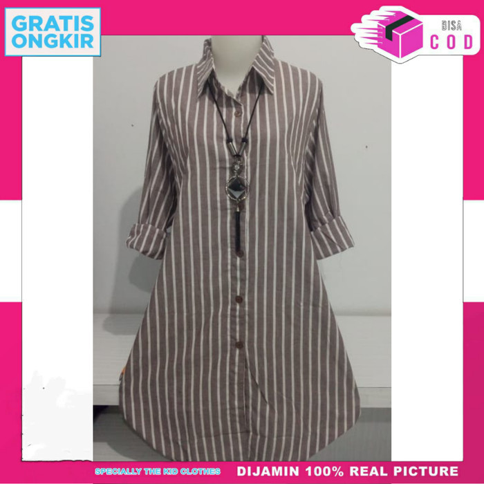 TUNIK WANITA LENGAN PANJANG MOTIF GARIS-GARIS T.094 ALL SIZE