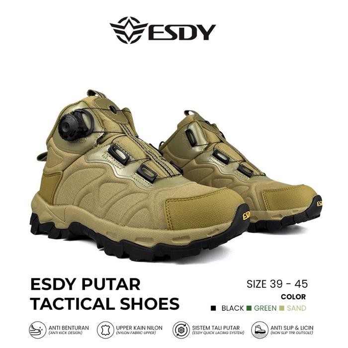Sepatu Tactical Tali Putar Esdy Putar 6 inch Sepatu Hiking Outdoor Tali Putar BOA
