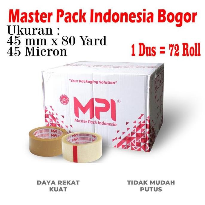 

Promo 1 DUS [ 72 ROLL ] Lakban Coklat - Lakban Bening UK 45 mm x 80 Yard / Lakban Packing - Master Pack Indonesia COD