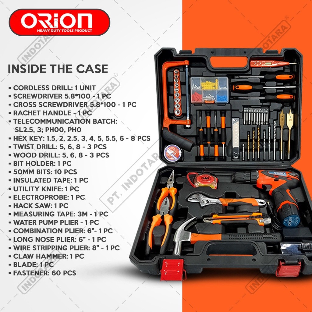 Hand Toolset / Tool Kit Set / Toolbox Cordless Drill Set Orion TR0106
