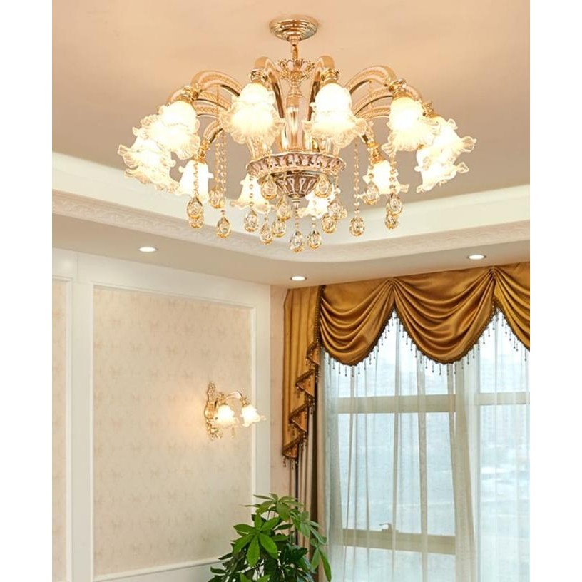 Grosir Lampu Hias Gantung Kristal Bunga Mewah / Lampu Gantung Ruang Tamu