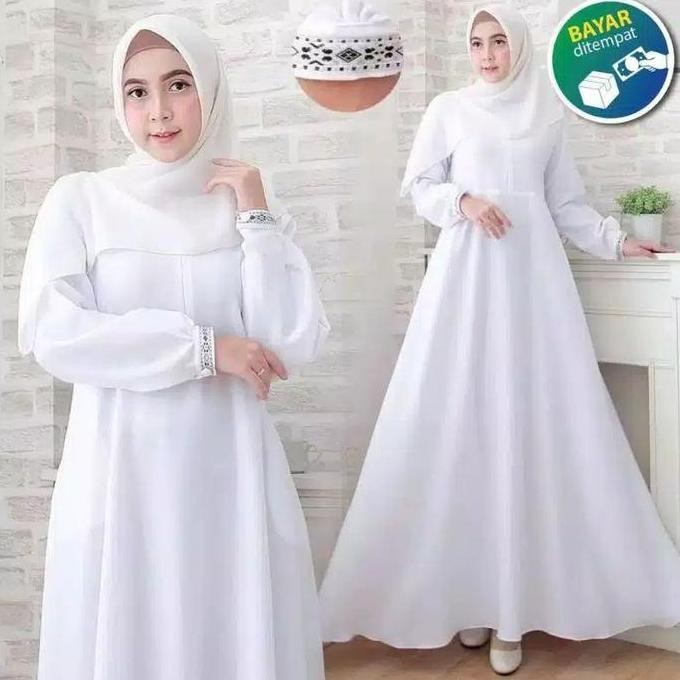 Gamis Putih Wanita Polos Busui Terbaru / Fashion Muslim M-L-Xl-Xxl-Xxxl / Gamis Modern 2025 / Gamis 