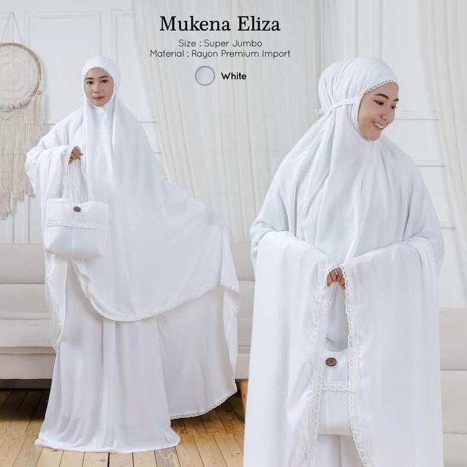 Spesial Mukena Putih Polos Rayon Premium Adem Nyaman Lembut Super Jumbo Atasan Bawahan Mukena Muslim