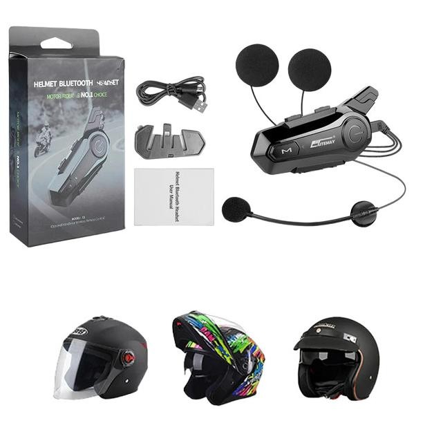 Motorcycle Intercom Bluetooth Headset Earphone Mic Mikrofon Helm Motor