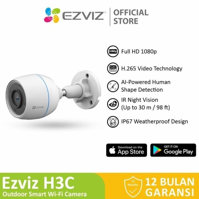 Ezviz H3c 2MP Night Vision Smart Wifi IP Camera CCTV Outdoor 1080p [terbaik]