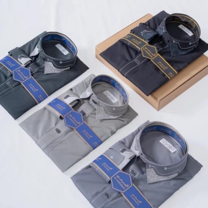 Terlaris, Jubah Alharamain Manset Kombinasi Kerah Kemeja Premium Model 01