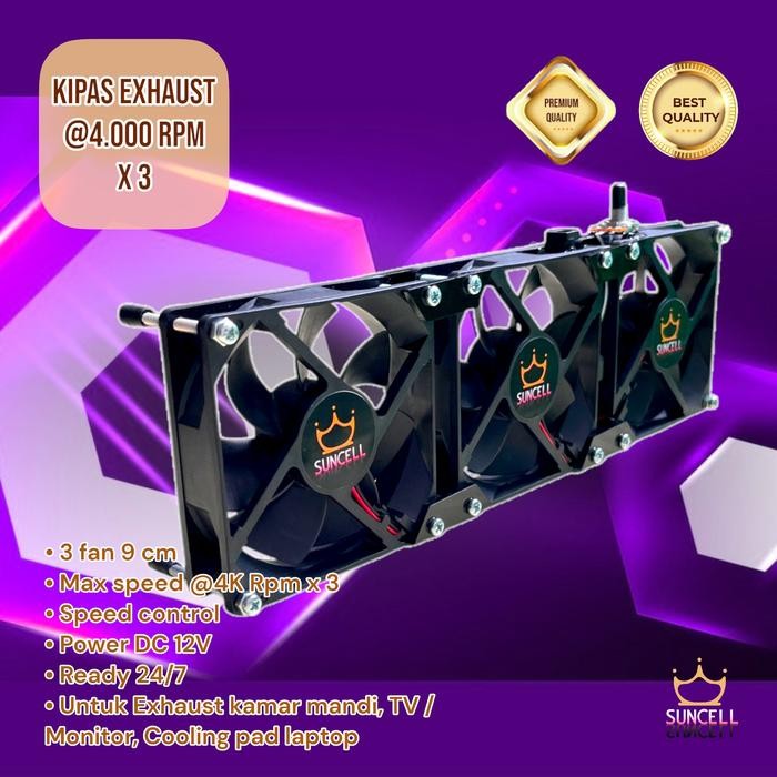 HARGA DISC - Kipas exhaust fan @4.000 Rpm x 3, Silent fan, angin besar, cocok sekali untuk kamar