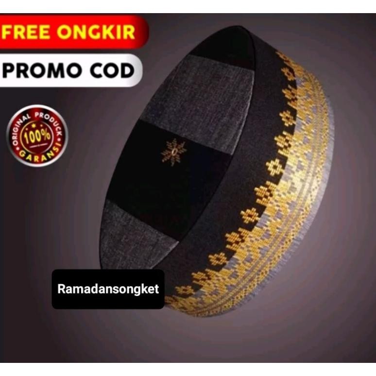 PECI SONGKET PARIAN WARNA MOTIF SEREK EMAS PECI QORI SONGKOK KOPIYAH ANAK DEWASA PECI MELAYU AKAD NI