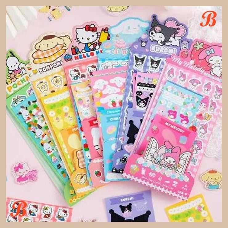 

| KK | SANRIO STICKER SET ISI 6 LEMBAR/ PACK STICKERS DECO ANAK MODEL SANRIO MELODY KUROMI CINAMOROLL LENGKAP GIFT SET