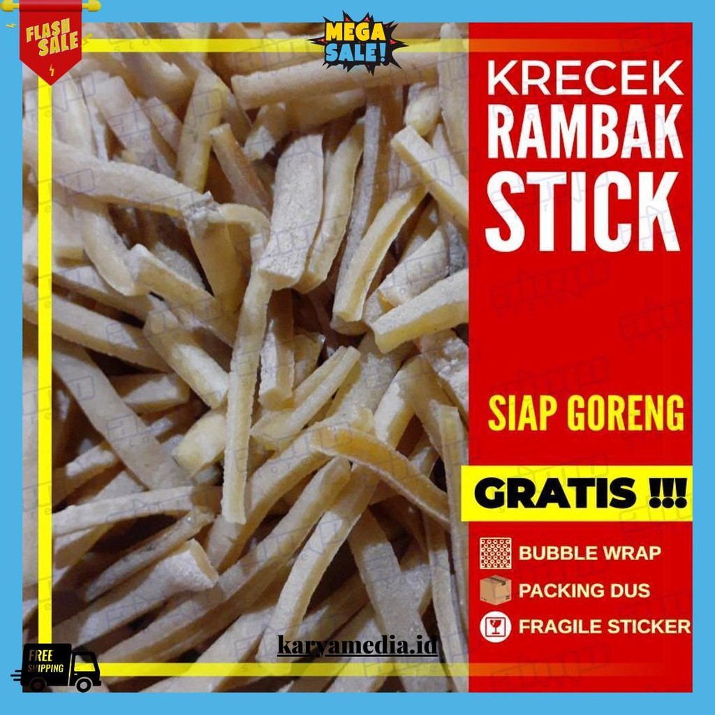 

200 Gram - Stick Dorokdok Mentah Krecek Kerupuk Rambak Kulit Sapi Krupuk Kerecek Asli Mojokerto Halal 200Gr Siap Kirim