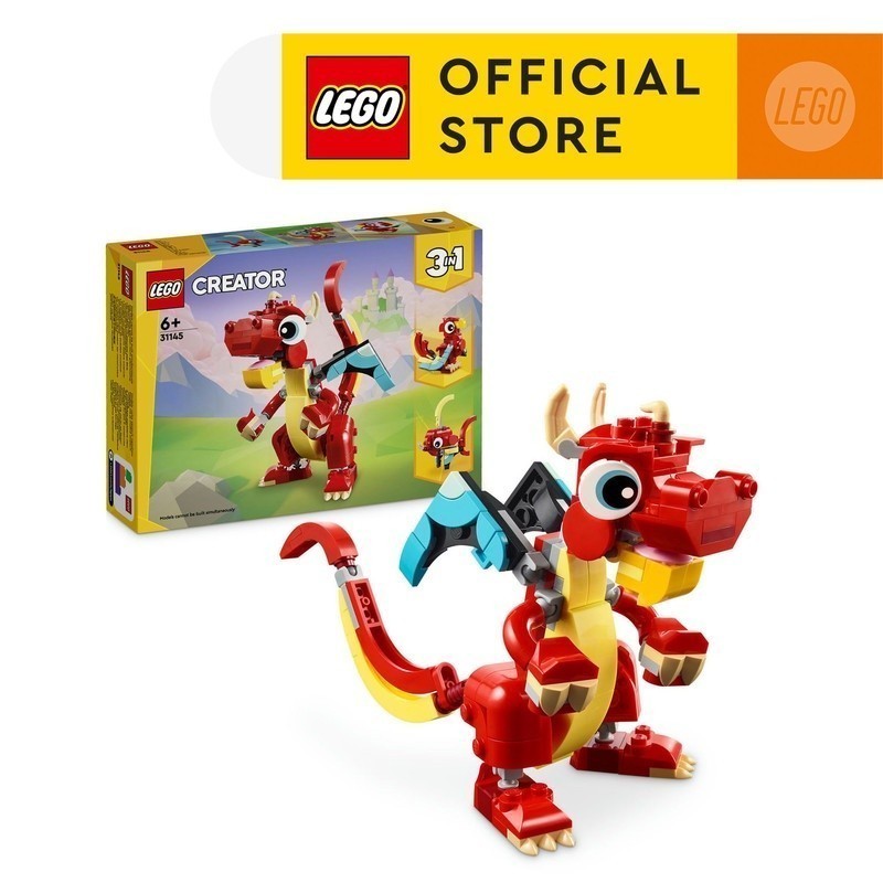 LEGO Creator 31145 Red Dragon 3in1 Animal Toy Set (149 Pieces) Balok Mainan Anak (6 Tahun+)