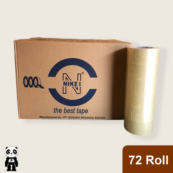 

NIKEI TAPE LAKBAN BENING 1 DUS ISI 72 ROL SEALING TAPE 45MM X 50 YARD