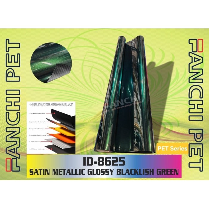 

ROLL STICKER FANCHI ID-8625 SATIN METALLIC GLOSSY BLACKISH GREEN PET 152CM ROLL
