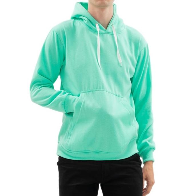 Grosir Jaket Sweater Pria Wanita Hoodie Jumper Polos Hijau Tosca