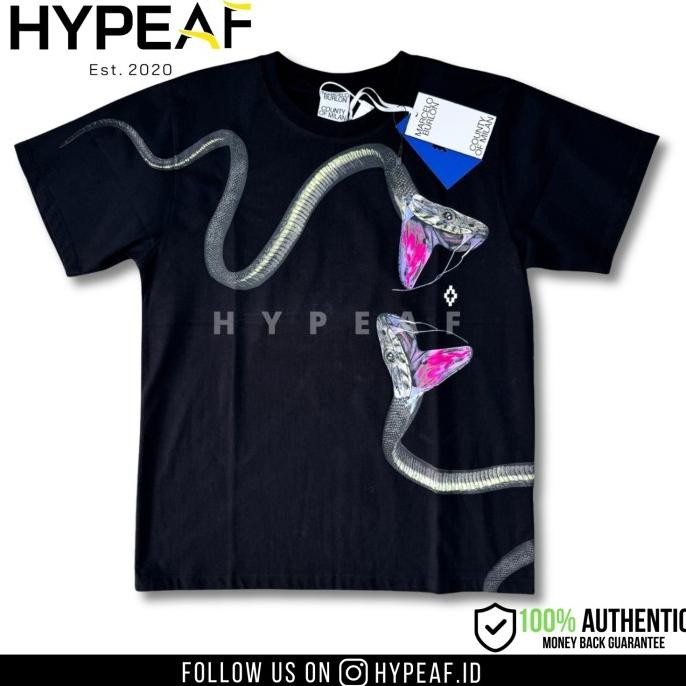Grosir Marcelo Burlon Double Snake Black Tee [100% Authentic]