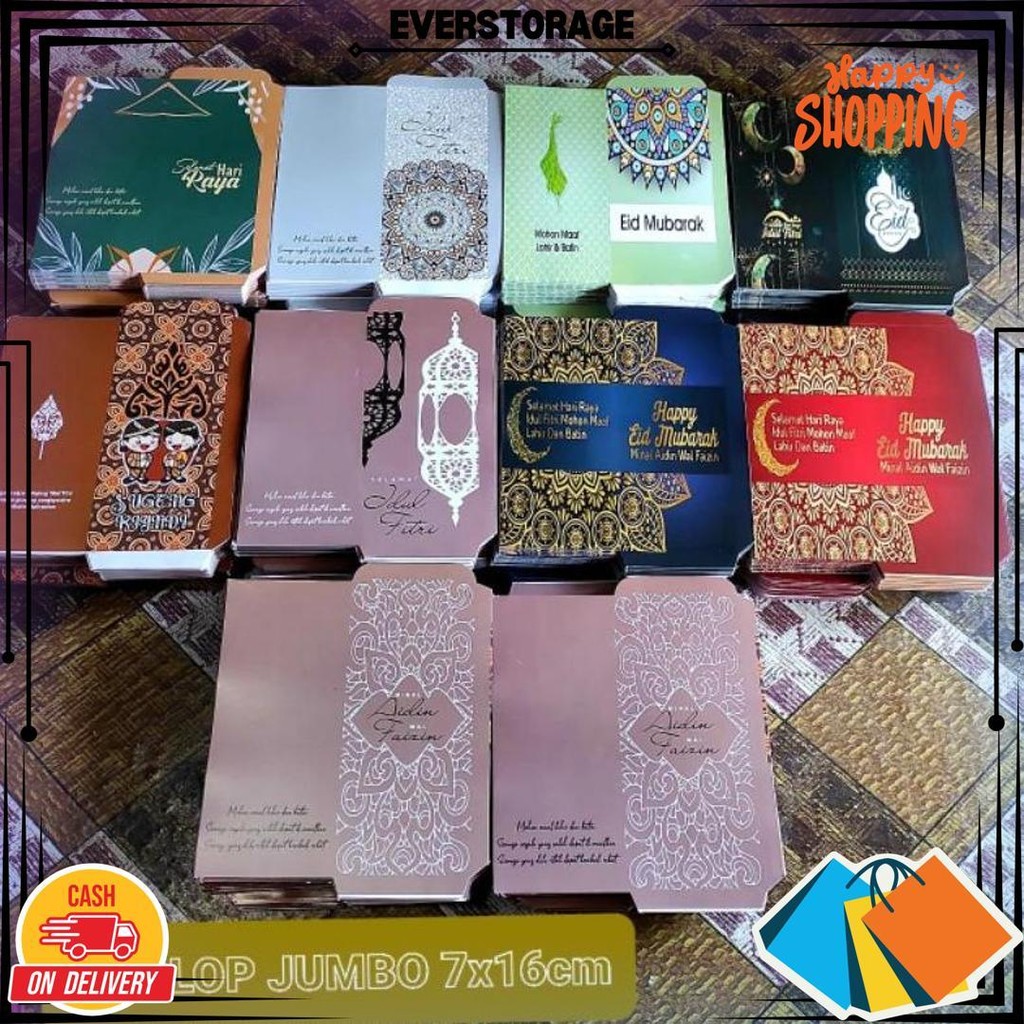 

100 Lembar Amplop Muslim Jumbo Dapat 10 Motif Murah (Free Plastik) D Gratis Ongkir