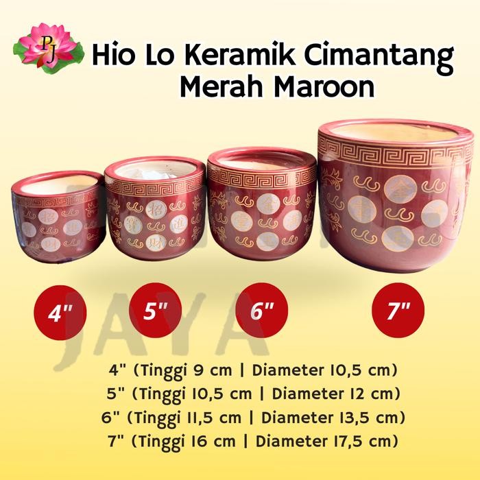 terbaru !!! hiolo keramik cimantang merah maroon/hiolo tempat bakar dupa/hiolo keramik/tempat bakar