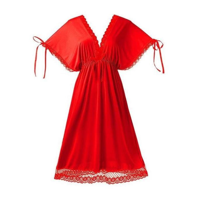 

Big Size Jumbo Daster Baju Tidur Spandex Sutra V-Neck 1323 Lingerie Panjang Wanita Dress Original