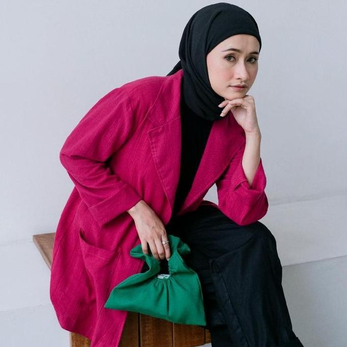 Grosir Pure Blazer Outer Linen Korea Oversize Big Size   /Jas Wanita Semi Tebal Basic Formal Atasan 