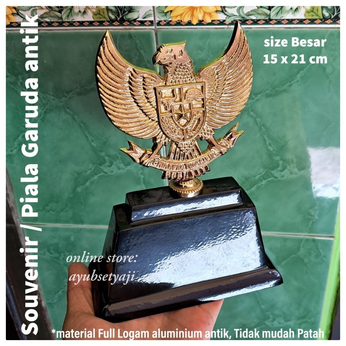 My Piala Garuda Pancasila Size Besar Ukir Full Logam Antik Dekorasi Pajangan Aksesoris Meja Kantor