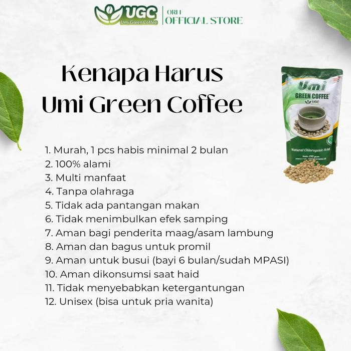 

terbaru !!! ugc umi green coffee original 250 gram bpom-sppirt halal ready