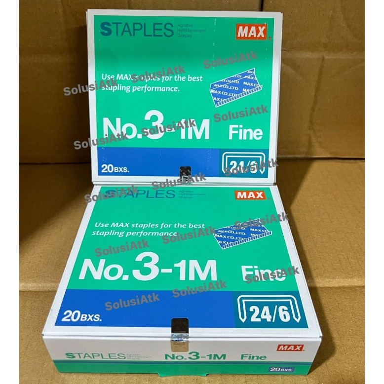 

ORIGINAL!! ASLI !! MAX STAPLES NO.3-1M - MAX ISI STAPLES NO.3 - MAX NO.3 UKURAN 24/6 LEG LENGTH 6MM