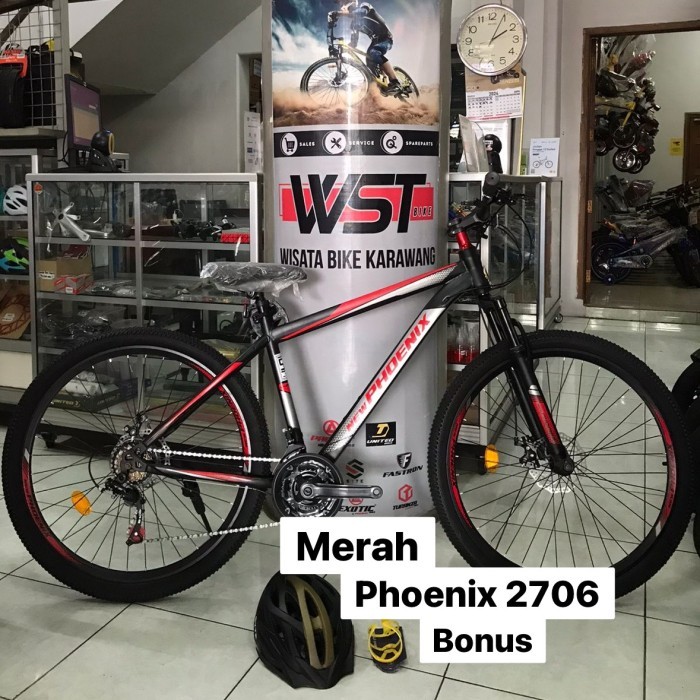 TERLENGKAP SEPEDA GUNUNG DEWASA MTB 24 26 27 PHOENIX 2706 BONUS HELM + AKSESORIS
