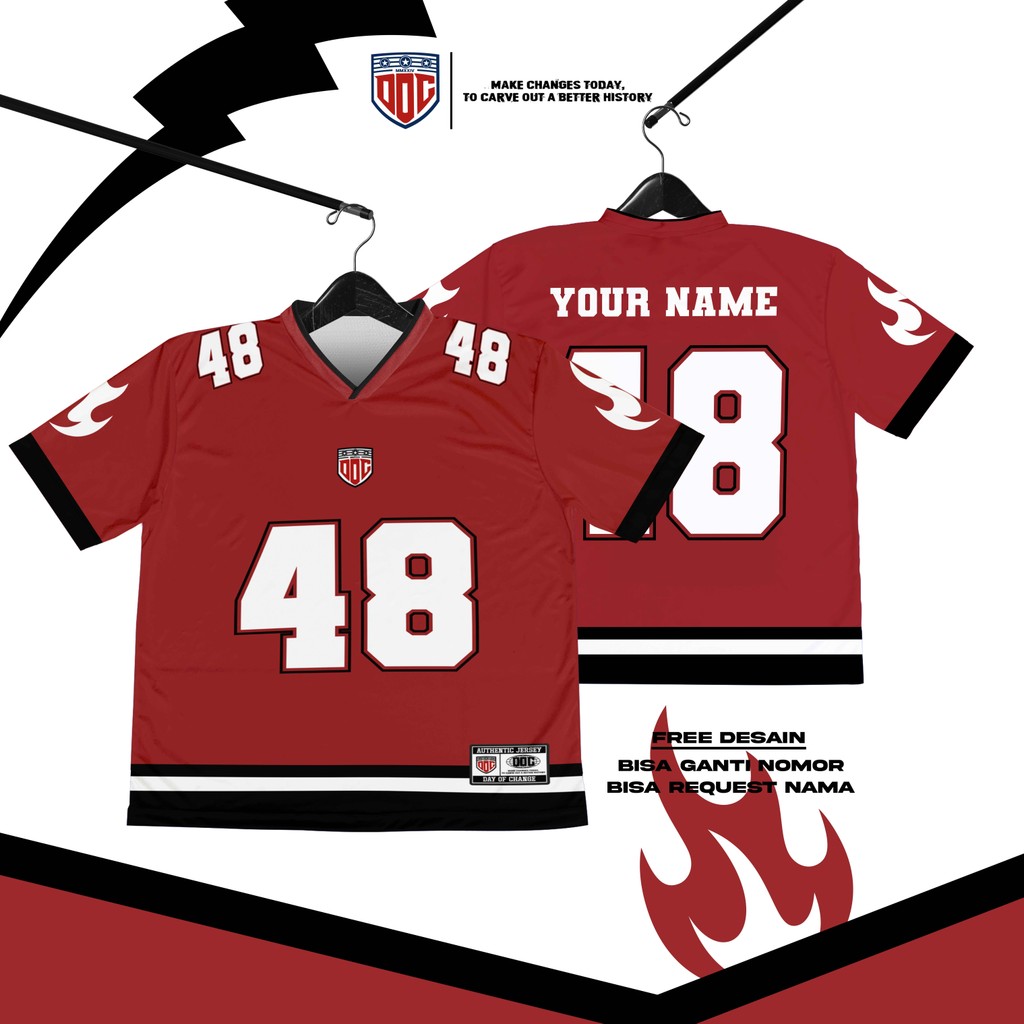 Jersey Oversize Number 48 Streetwear Vintage Retro Rugby NFL Korea Band Bloke Core Musik Timnas Casu