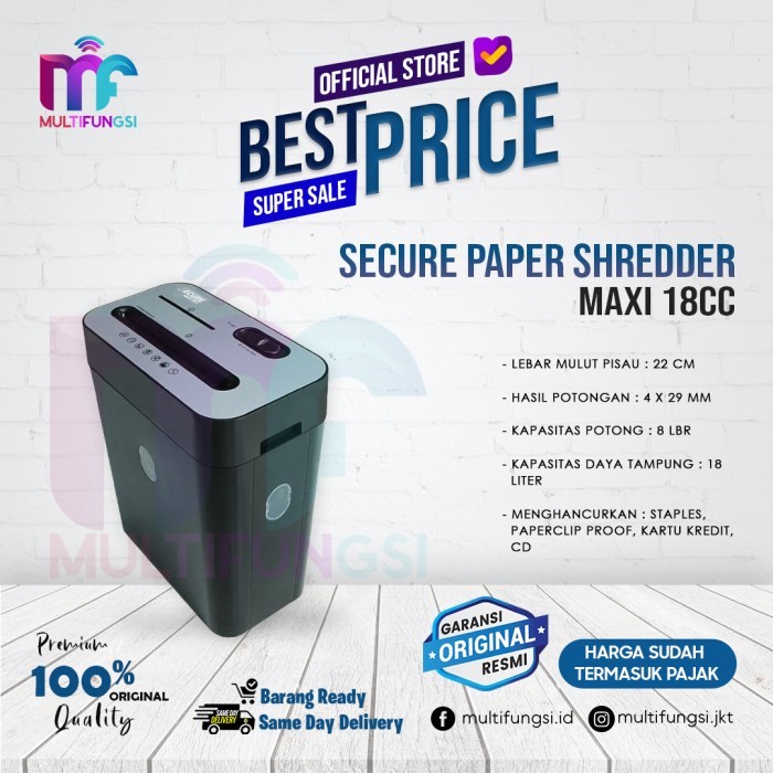 

TERBARU! Mesin Penghancur Kertas Secure Maxi 18 CC Paper Shredder